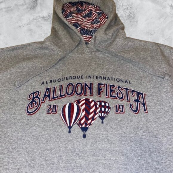 Balloon Fiesta 2019 Large Long Sleeve Gray Unisex Hoodie - Picture 2 of 5